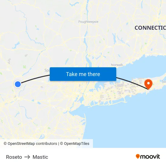 Roseto to Mastic map