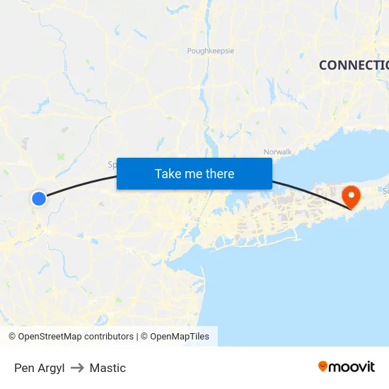 Pen Argyl to Mastic map