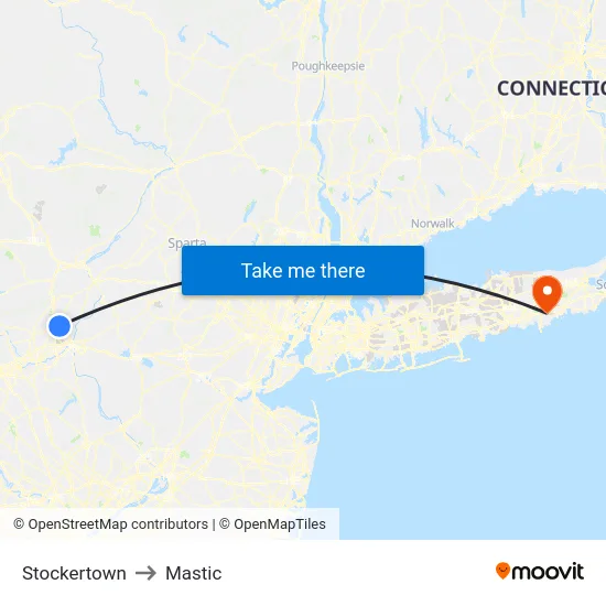 Stockertown to Mastic map