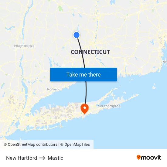 New Hartford to Mastic map