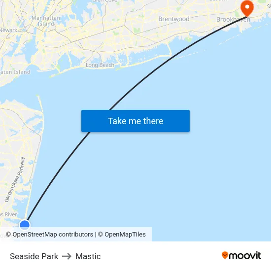 Seaside Park to Mastic map