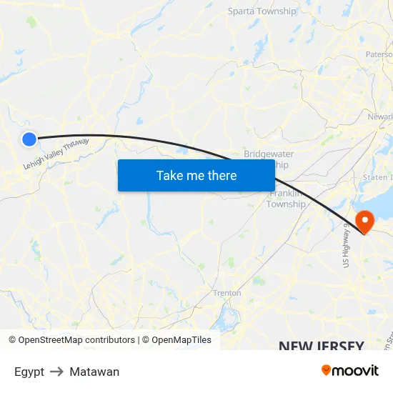 Egypt to Matawan map