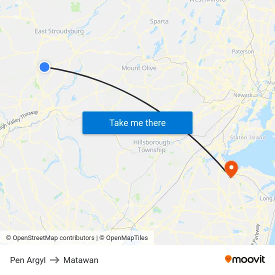 Pen Argyl to Matawan map