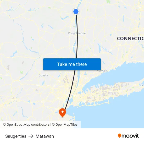 Saugerties to Matawan map