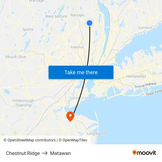 Chestnut Ridge to Matawan map