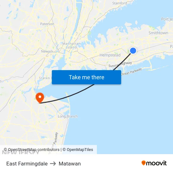 East Farmingdale to Matawan map