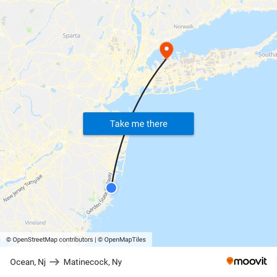 Ocean, Nj to Matinecock, Ny map