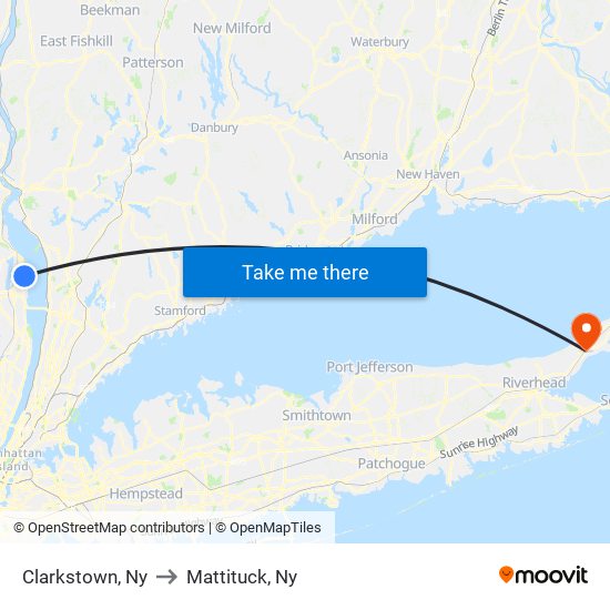 Clarkstown, Ny to Mattituck, Ny map