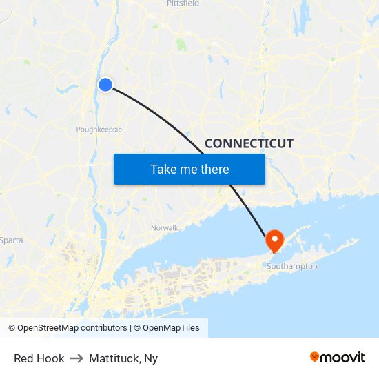 Red Hook to Mattituck, Ny map