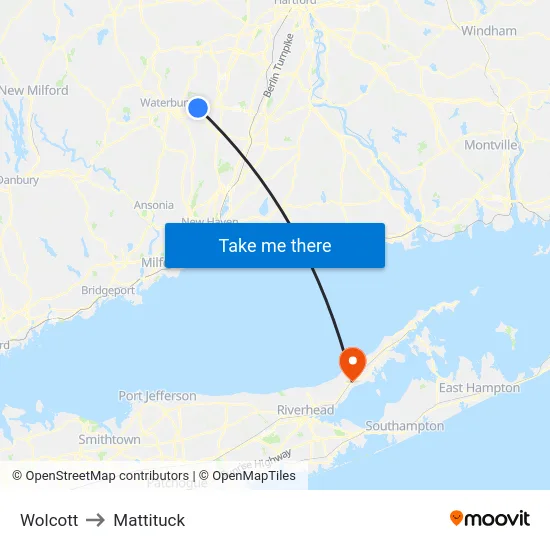 Wolcott to Mattituck map