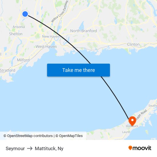 Seymour to Mattituck, Ny map