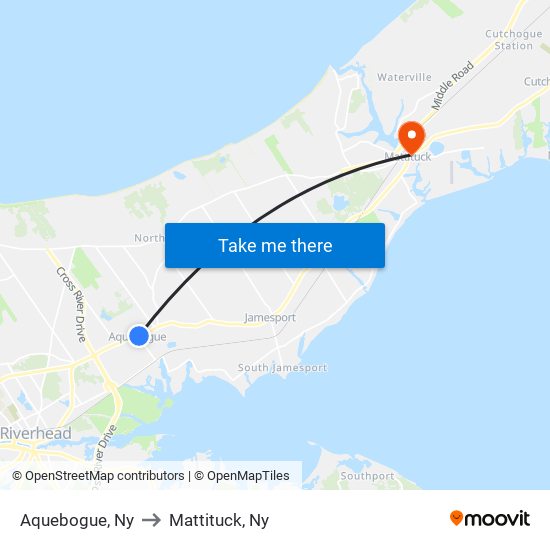 Aquebogue, Ny to Mattituck, Ny map