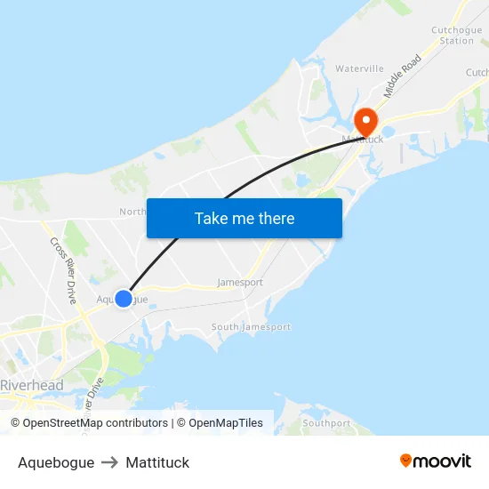Aquebogue to Mattituck map