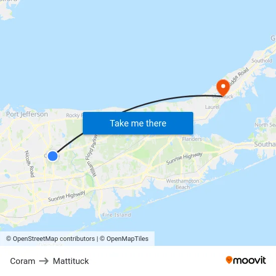 Coram to Mattituck map