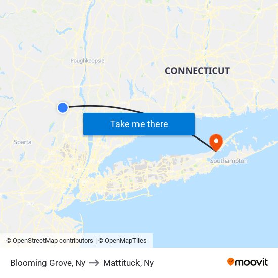 Blooming Grove, Ny to Mattituck, Ny map