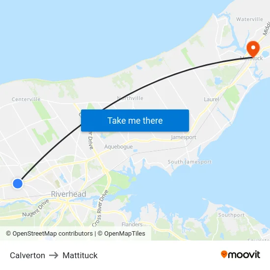 Calverton to Mattituck map