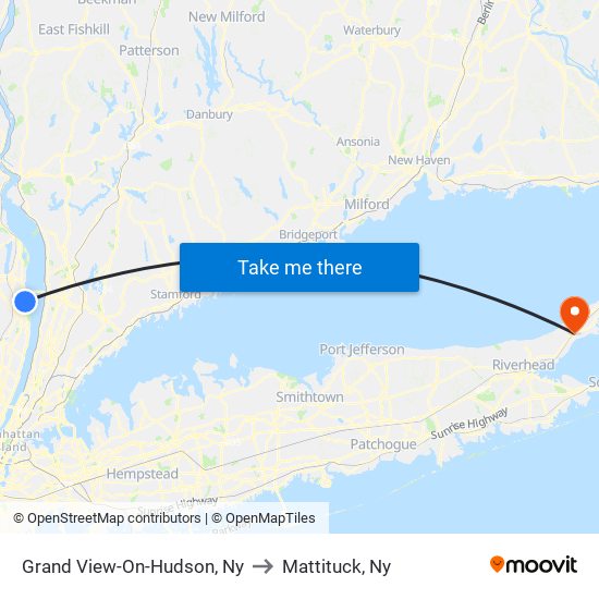 Grand View-On-Hudson, Ny to Mattituck, Ny map