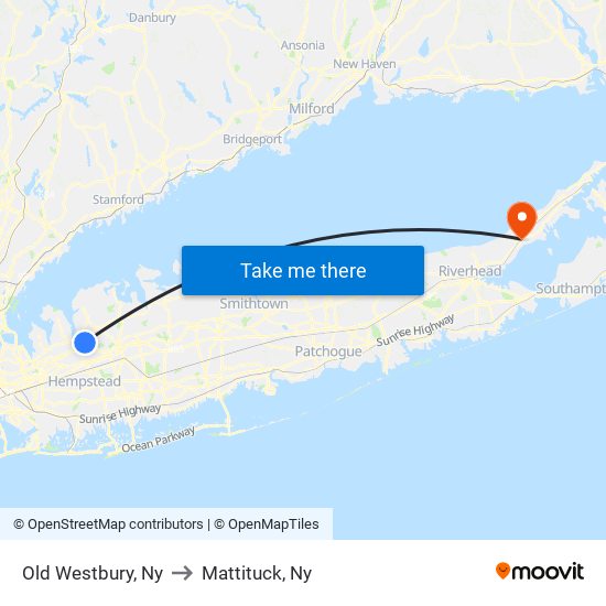 Old Westbury, Ny to Mattituck, Ny map