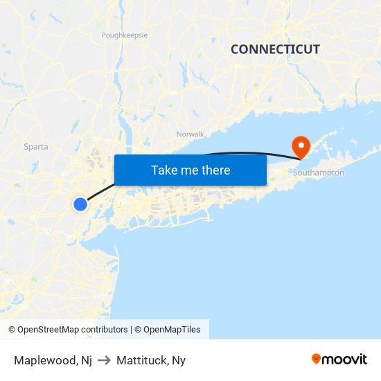 Maplewood, Nj to Mattituck, Ny map