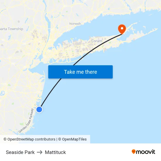 Seaside Park to Mattituck map