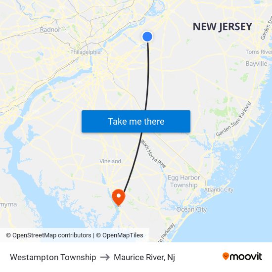 Westampton Township to Maurice River, Nj map