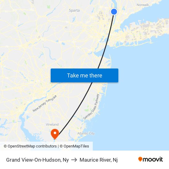 Grand View-On-Hudson, Ny to Maurice River, Nj map