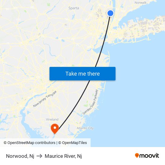 Norwood, Nj to Maurice River, Nj map