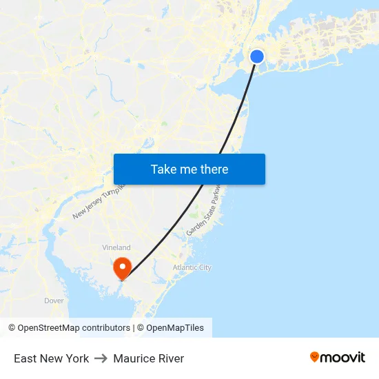 East New York to Maurice River map