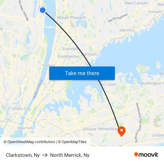 Clarkstown, Ny to North Merrick, Ny map