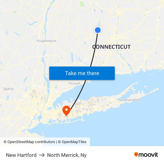 New Hartford to North Merrick, Ny map