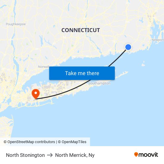 North Stonington to North Merrick, Ny map