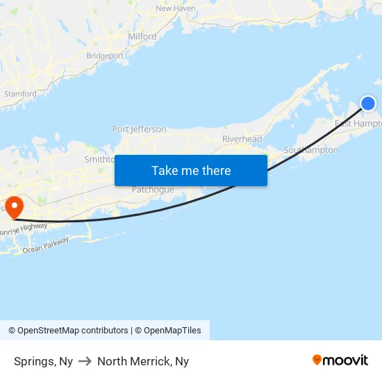 Springs, Ny to North Merrick, Ny map