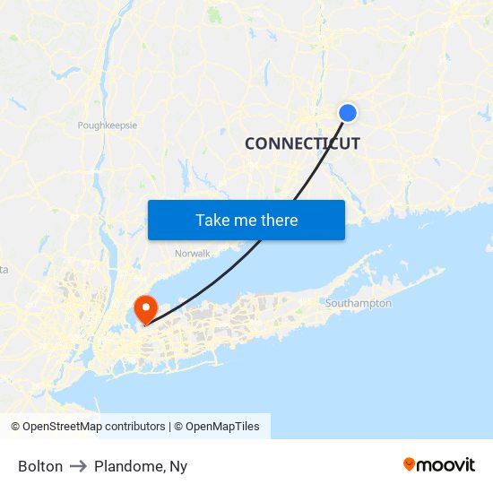 Bolton to Plandome, Ny map