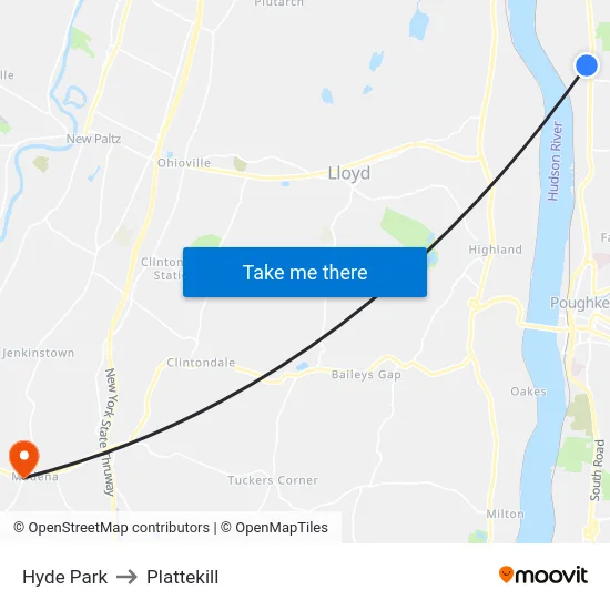 Hyde Park to Plattekill map