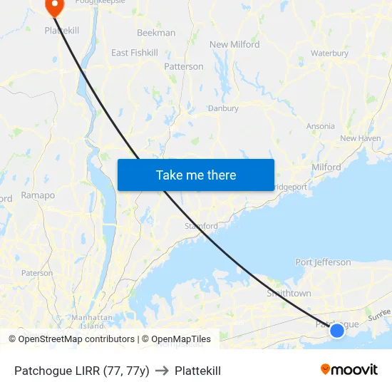 Patchogue LIRR (77, 77y) to Plattekill map