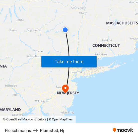 Fleischmanns to Plumsted, Nj map