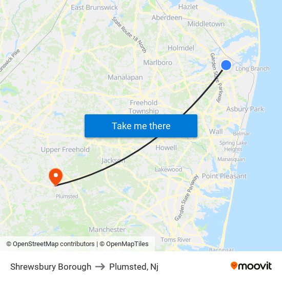 Shrewsbury Borough to Plumsted, Nj map