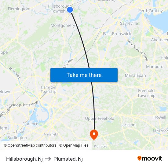 Hillsborough, Nj to Plumsted, Nj map