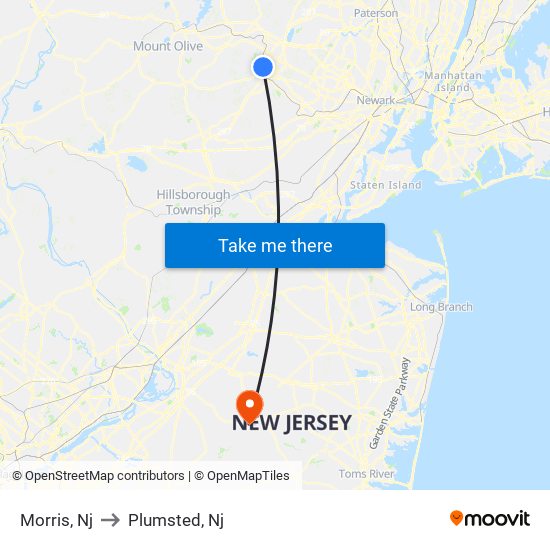 Morris, Nj to Plumsted, Nj map