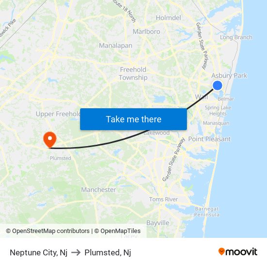 Neptune City, Nj to Plumsted, Nj map