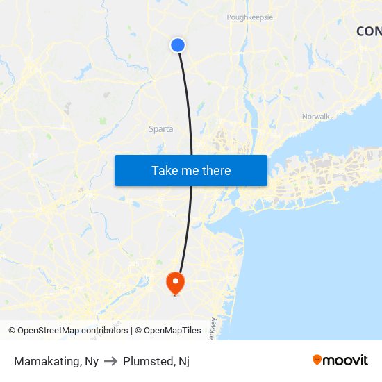 Mamakating, Ny to Plumsted, Nj map