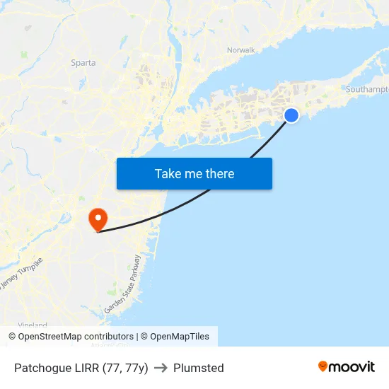 Patchogue LIRR (77, 77y) to Plumsted map