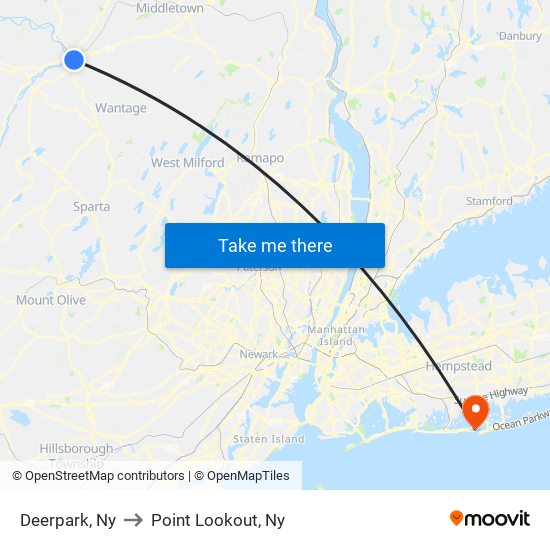 Deerpark, Ny to Point Lookout, Ny map