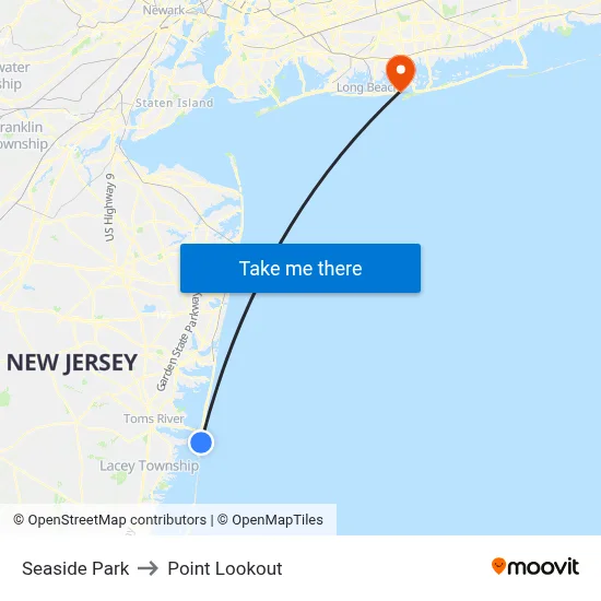 Seaside Park to Point Lookout map
