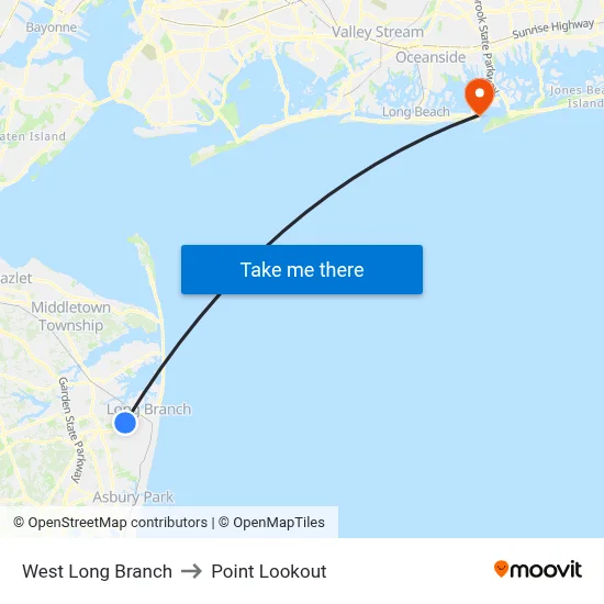 West Long Branch to Point Lookout map
