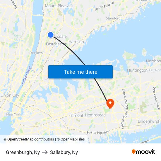 Greenburgh, Ny to Salisbury, Ny map