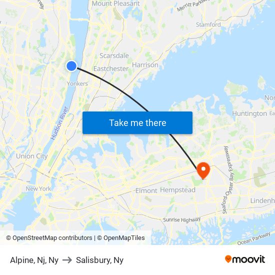 Alpine, Nj, Ny to Salisbury, Ny map