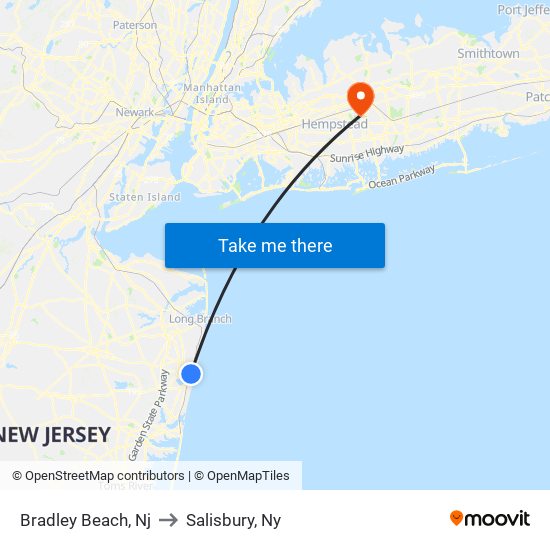 Bradley Beach, Nj to Salisbury, Ny map