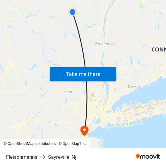 Fleischmanns to Sayreville, Nj map