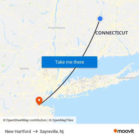 New Hartford to Sayreville, Nj map